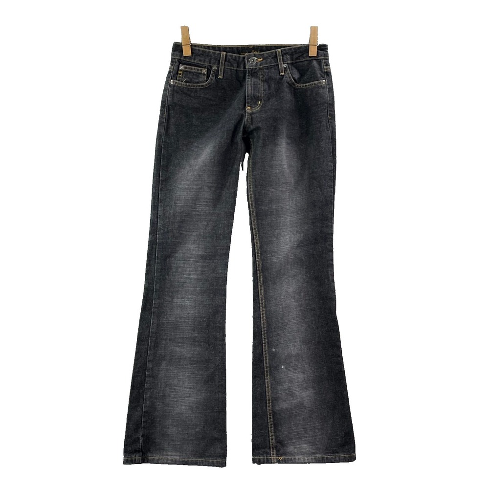 Authentic Lei Flare Jeans Women 5 Black Denim Cotton Grunge Streetwear Cyber Y2K